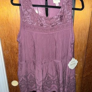 Purple Lace Tank Blouse